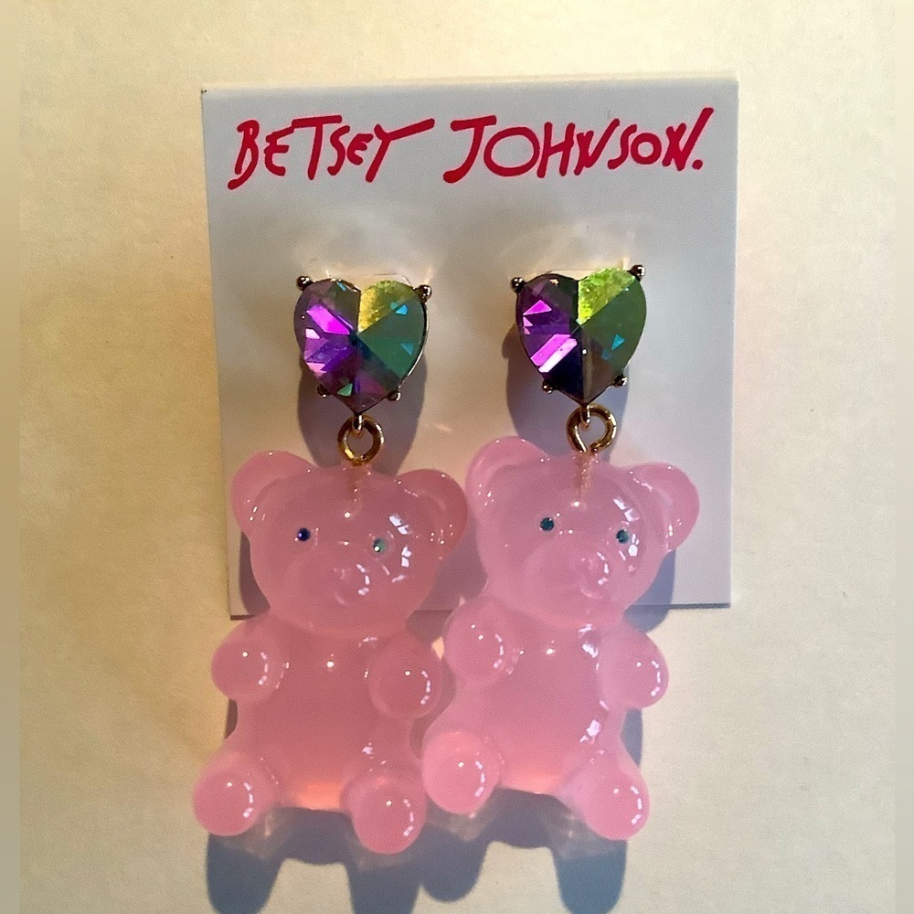 Betsey Johnson Pink Gummy Bear Earrings New